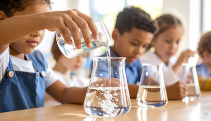 Elementary Science: Kids Conducting Experiments in Classroom