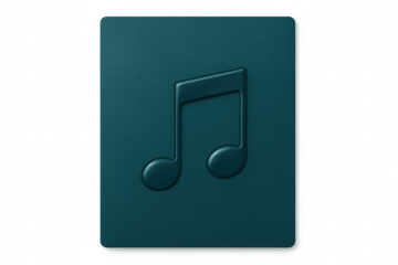 Teal digital music control button displaying sixteenth note symbol, rendered in 3d against transparent backdrop