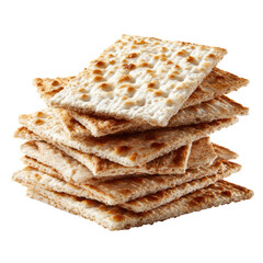 Stack of matzah, light and dark golden brown