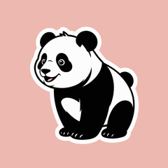 Cute cartoon baby panda bear with a heart on its chest sitting down