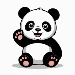 Cute cartoon panda waving hello with a happy expression