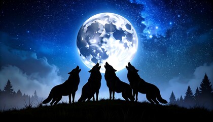Wolves howling at the moon (3)