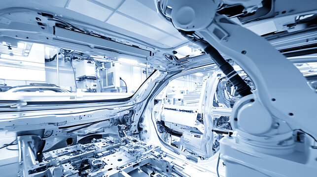 Automated Robotic Arm Assembling Vehicle Frame in Factory