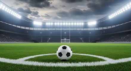 Obraz premium Soccer ball on a stadium field