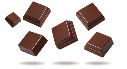 Dark Chocolate Pieces Delicious Confectionery Sweet Treats Cocoa Cubes Food Photography