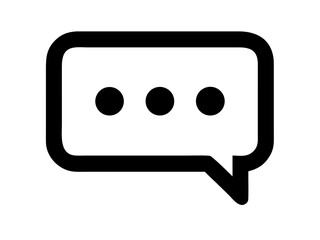 A black and white graphic of a speech bubble with three dots inside indicating someone is typing message