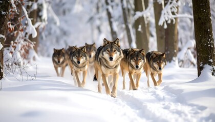Wolves in snowy forest (1)