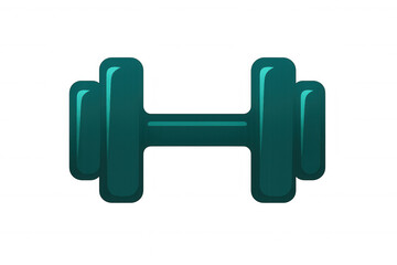 Green dumbbell symbolizing fitness, strength training, exercising muscle power against transparent backdrop, representing wellness goals