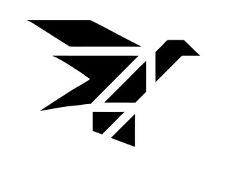 Geometric black bird design with sharp angles and a stylized appearance on a white background vector art