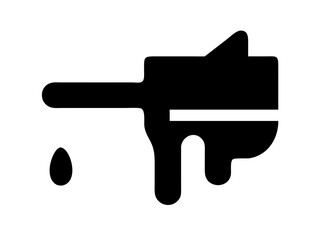 Illustration of a black paintbrush with dripping paint and a single paint drop on a white background