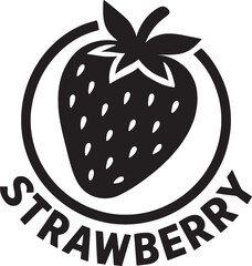 Simple black and white graphic of a strawberry