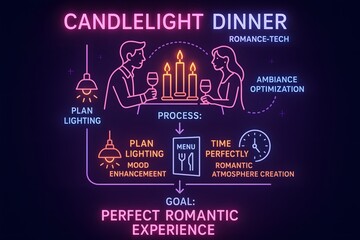 Romantic Neon Love Theme Infographic for Valentine's Day Design Projects