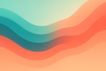 Abstract soft gradient blend with vibrant aqua teal and coral peach hues smooth flow
