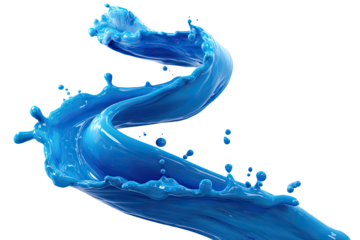 Dynamic blue liquid splash, swirling and flowing