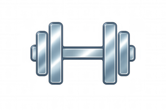 Metallic dumbbell representing strength training, weightlifting, and fitness lifestyle against transparent background for workout-themed graphics - Powered by Adobe