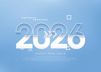 Happy new year 2026 number 3d in blue and yellow.