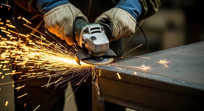 Grinding metal with angle grinder