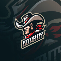 Cowboy mascot logo design. Cowboy head vector illustration concept style for badge, emblem and t shirt printing.