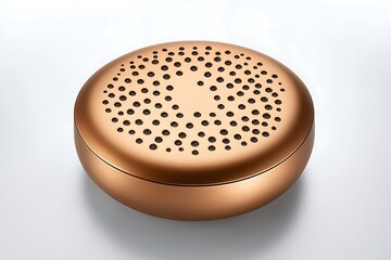 Compact, copper-toned portable speaker with perforated top