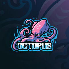 Octopus mascot logo design. Octopus vector illustration concept style for badge, emblem and t shirt printing.