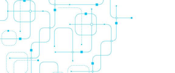 Vector abstract digital technology with geometric with crossed lines and dots.
