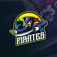 Pirates mascot logo design. Angry pirates illustration concept style for badge, emblem and t shirt printing.