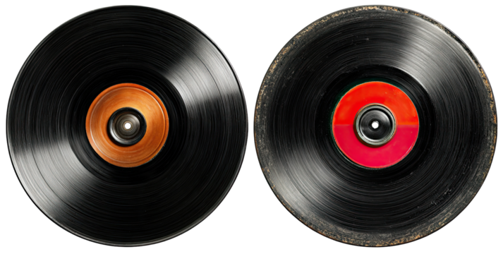 Two vintage vinyl records, one clean, one dirty (1)