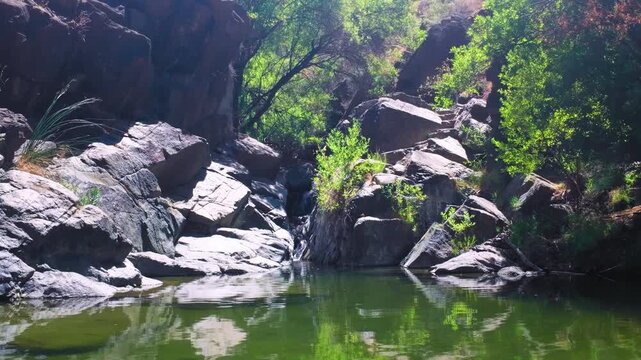 Charco las Vinas in Oj&eacute;n, Andalusia, Spain, slowly moving backwards