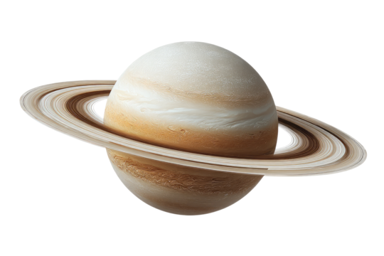 A detailed illustration of a ringed planet