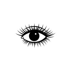 Prominent eyelashes on a human eye give captivating detail. Ideal for beauty, cosmetics, and visionrelated designs requiring closeup eye imagery.