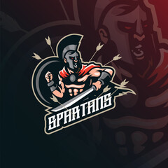 Spartan mascot logo design. Angry spartan illustration concept style for badge, emblem and t shirt printing.