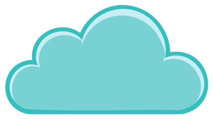 Fototapeta premium Teal cartoon cloud vector graphic illustration with light outline