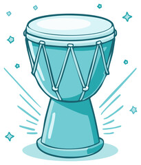 Fototapeta premium Cartoon Illustration of African Drum with Ropes and Decoration for Cultural Designs