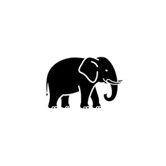 Fototapeta premium Full body black elephant silhouette on white background suitable for various design projects, logos, and wildlifethemed illustrations.