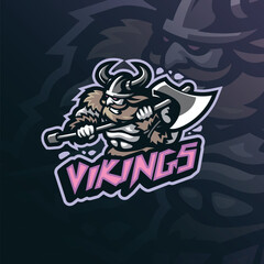 Vikings mascot logo design. Angry vikings illustration concept style for badge, emblem and t shirt printing.