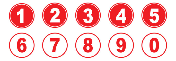 Colorful bullet point icons from 1 to 10 in modern circular design. Perfect for lists, infographics, presentations, numbering, educational materials, step guides, and digital content decoration.EPS 1O