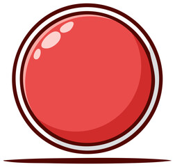Red Circle Vector Button with Shine - Round Element, Shiny Surface, and Brown Outline for Graphic Design