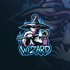 Wizard mascot logo design. Wizard illustration concept style for badge, emblem and t shirt printing.