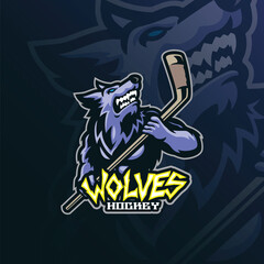 Wolves mascot logo design. Angry wolves illustration concept style for badge, emblem and t shirt printing.