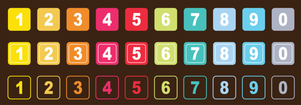 Colorful number bullet point 1 to 10 vector set. Perfect for infographics, presentations, task lists, education, step guides, charts, digital projects, and workflow organization. Vector illustration. 