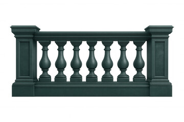 Architectural green balustrade standing against transparent backdrop, offering clean design element for rendering and visual composition needs