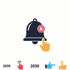 Obraz premium Notification bell with badge Minimal Flat Vector Illustration for social media, communication, messaging, templates, and brandless design