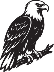 Bald Eagle Silhouette Vector  Powerful Black and White Emblem of Strength and Freedom