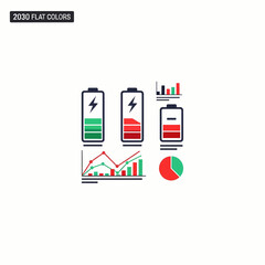 Obraz premium Battery charging levels Minimal Flat Vector Illustration for science, research, laboratory, templates, and brandless design