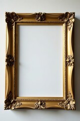 Elegant antique gold picture frame, subtle patina , worn, decoration, interior