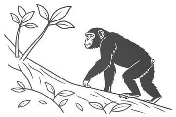 Minimalist Chimpanzee Silhouette Scene
