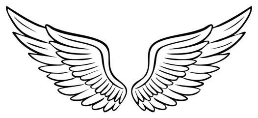 Stylized Angel Wings Line Art Symbol Illustration