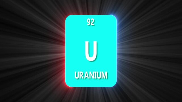 92 Number uranium icon animation on light background 4k video.
