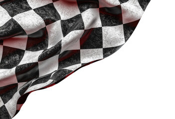 Checkered racing flag billows, distressed