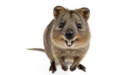 笑顔のクォッカ、白い背景で幸せいっぱい. AI Generated